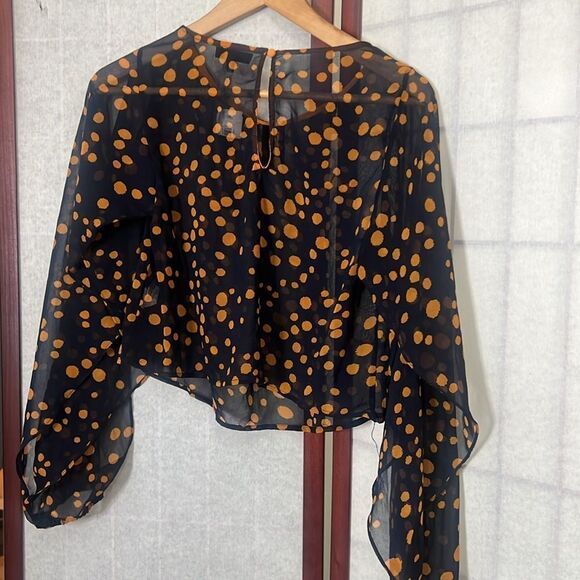 NWT DO+BE POLKA DOT SHEER OPEN ARM CROP TOP SIZE S - Picture 2 of 8